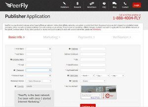 Signing up as a publisher with Peerfly